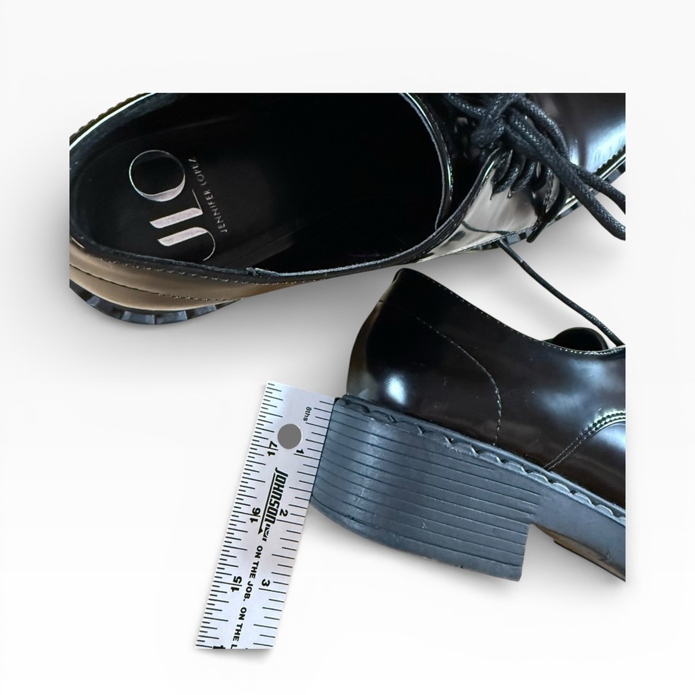 JLO Jennifer Lopez Black Patent Leather Oxford Shoes Chunky Sole, Size 7.5 M EUC - Picture 14 of 14